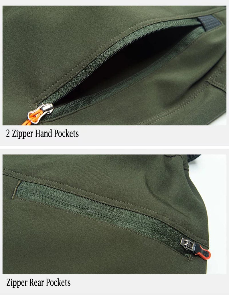 MAGCOMSEN Winter Pants for Men Waterproof Fleece Lined Thermal Warm Pants Snow Ski Hiking Work Trousers Green 30 - Image 5